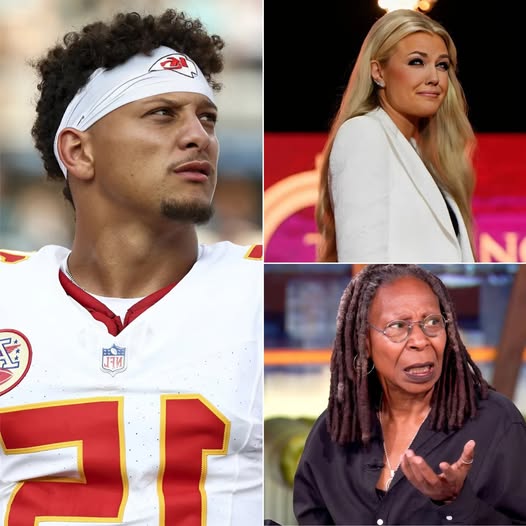 “Sit down, Barbie.” — Whoopi Goldberg suddenly lashed out at Erika Kirk, calling her a “T.R.U.M.P. puppet” live on air. But just minutes later, before Erika could even respond, Kansas City Chiefs quarterback and Super Bowl MVP Patrick Mahomes spoke up — not to tear her down, but to defend her.pi