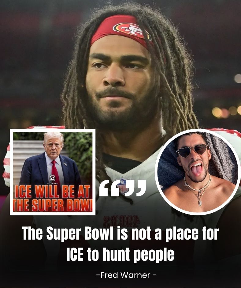 “Disgraceful and despicable”: Fred Warner condemns Corey Lewandowski after he claims ICE will be there to deport people at Bad Bunny’s 2026 Super Bowl Halftime Show, insisting the Super Bowl should be a celebration of diversity and joy, not a political hunting ground.PI