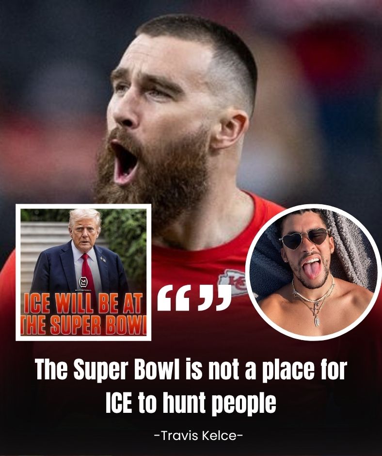 “Disgraceful and despicable”: Travis Kelce condemns Corey Lewandowski after he claims ICE will be there to deport people at Bad Bunny’s 2026 Super Bowl Halftime Show, insisting the Super Bowl should be a celebration of diversity and joy, not a political hunting ground.PI