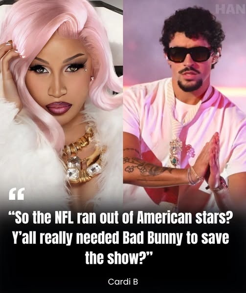 BREAKING DRAMA: After the NFL confirmed LGBTQ+ Latin star Bad Bunny will headline the Super Bowl LIX Halftime Show in Los Angeles, Cardi B quickly sparked controversy. She blasted the decision as “not fitting”, asking bluntly: “Ain’t America got singers of its own?” Her sharp words have ignited heated debate — is the NFL celebrating diversity, or overlooking U.S. artists for global shock value?.PICUTE