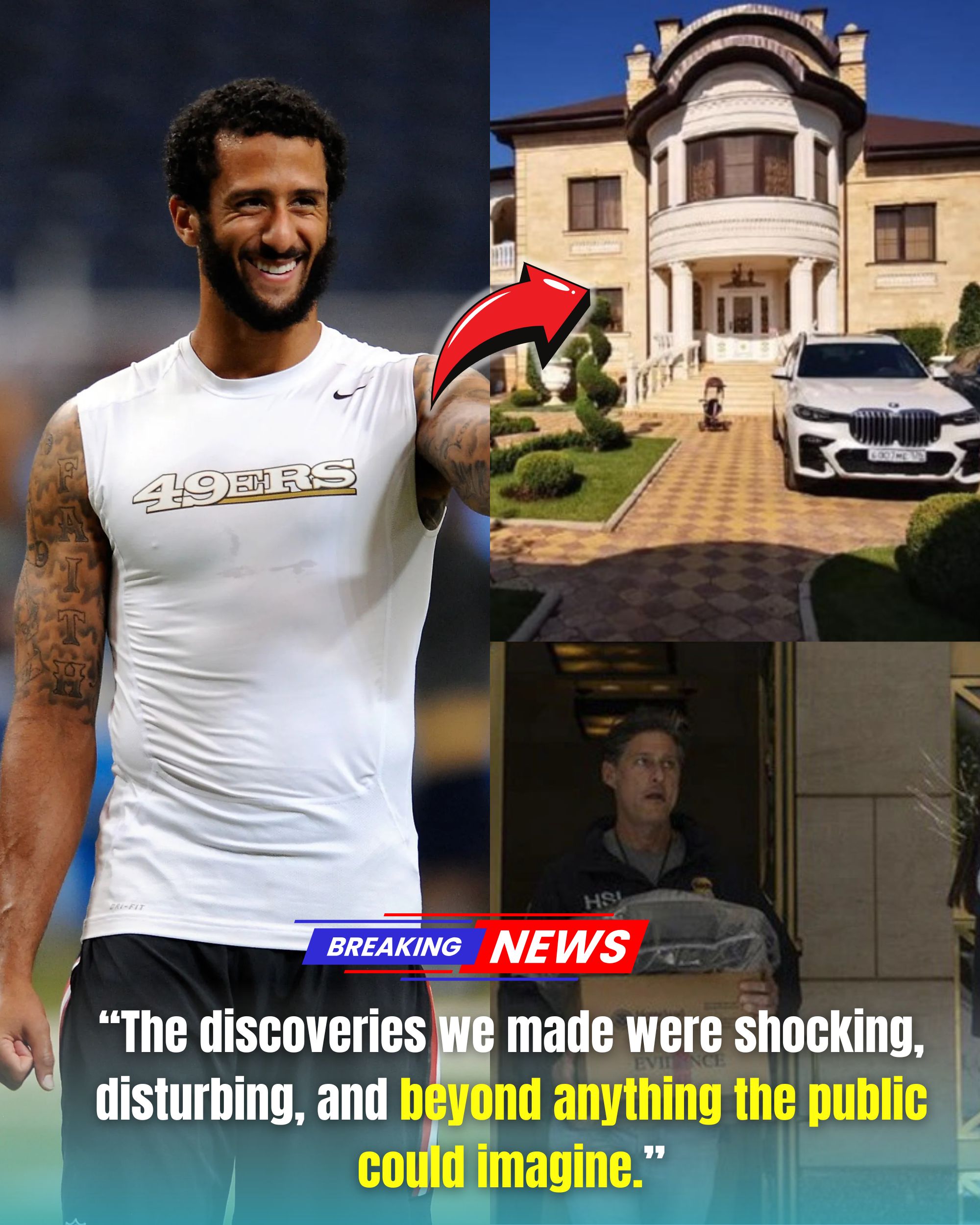 EMERGENCY: Raid at the home of former NFL star Colin Kaepernick, known for his charitable work supporting disadvantaged youth!!! Early this morning, federal agents executed an emergency search warrant at Colin’s residence, leaving neighbors stunned as they witnessed “dozens of black SUVs and agents storming in like a scene from a movie.” Shocking discoveries were made inside the player’s mansion… .Vl
