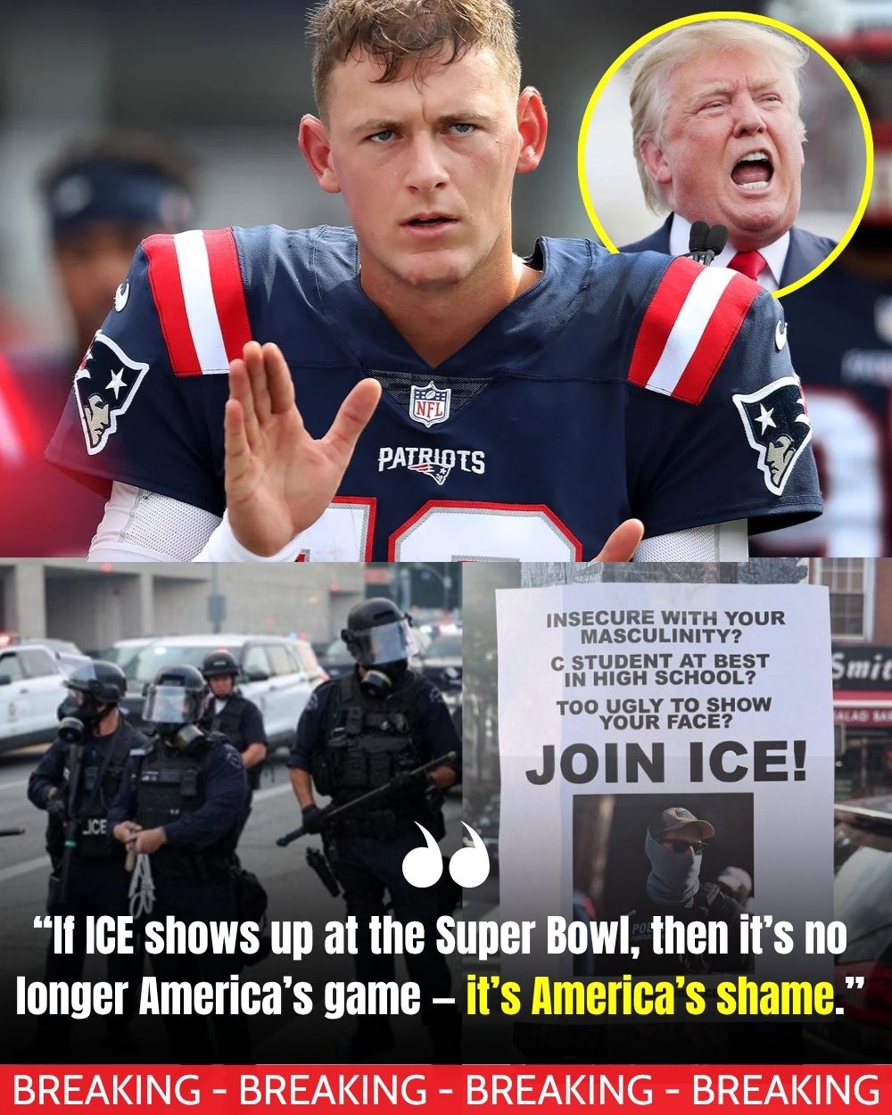 NFL FIRESTORM: Mac Jones BLASTS ICE Over Super Bowl Crackdown Rumors — “Fans Don’t Belong in Cages, They Belong in the Game!” .Vl