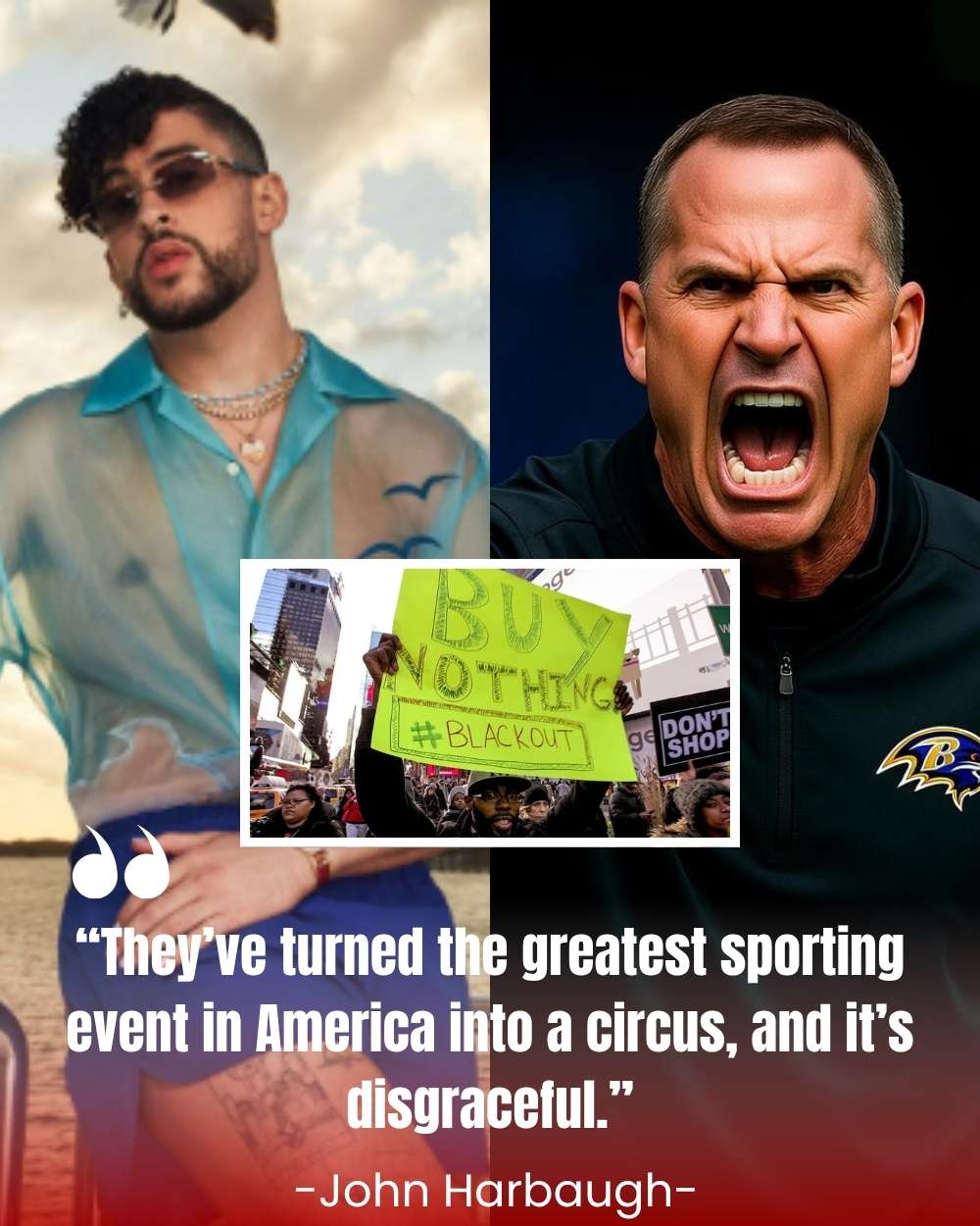 “Where Are the American Singers?” – Coach John Harbaugh’s Furious Outburst After NFL Super Bowl Picks Bad Bunny for 2026 Halftime Show Sparks Explosive Backlash! .Vl