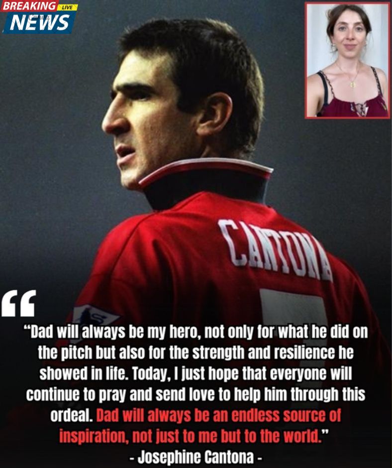 Touching: Josephine Cantona, in an emotional statement,  has announced the health of her father, the legendary Eric Cantona, after he was admitted to hospital with a heart attack. Josephine sent her heartfelt thanks to fans for their prayers and support as they help her family through this difficult time.